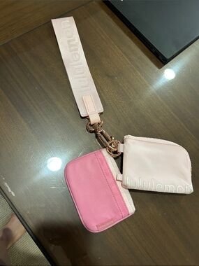 lululemon athletica Pink and Light Pink Wristlet Keychain Pouch Set
